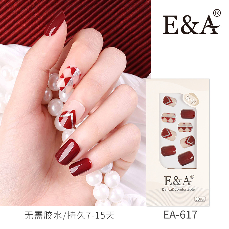 Wholesale of wearable nail art pieces, handcrafted high-quality jelly glue, detachable patches, false nails (nail), finished products in stock, exclusively for export pic 15
