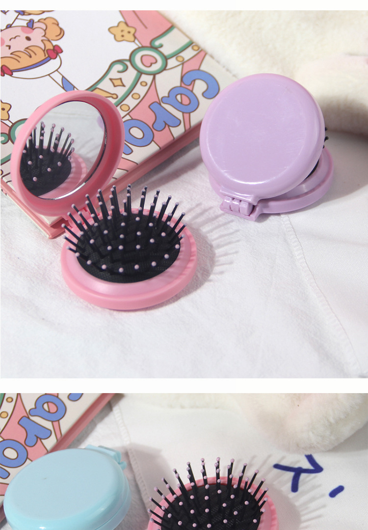 Nordic style solid-color portable airbag comb, hair mirror comb, plastic air cushion massage comb, travel folding comb, massage comb pic 12