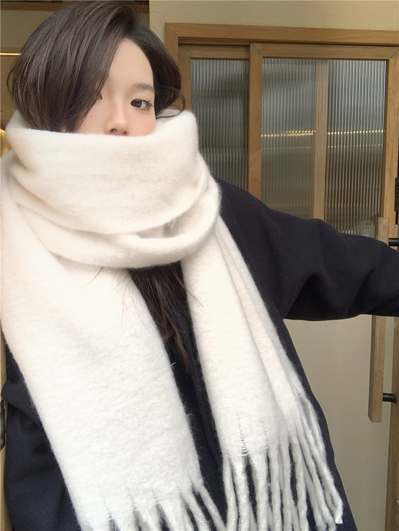 Solid color Korean-style thickened scarf for women 2022 new Korean-style winter scarf for men, versatile shawl scarf in pink pic 16