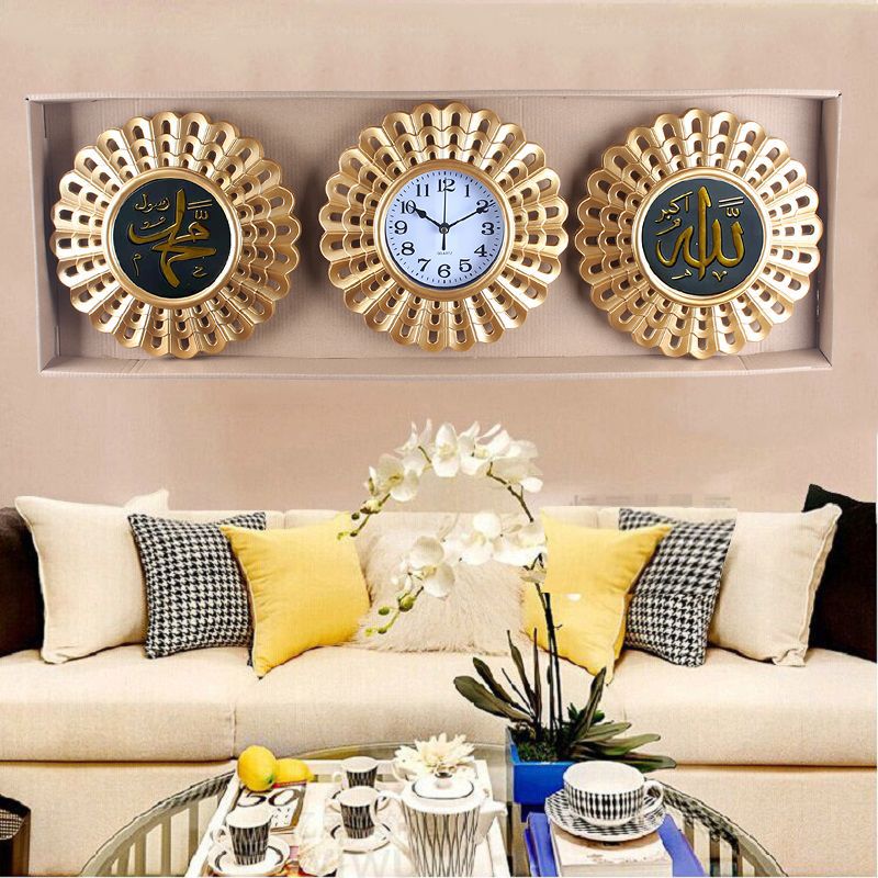 European, American and Arabic gilded living room wall clock, household watch, sofa background wall clock, modern and simple wall clock, three-in-one wall clock pic 25