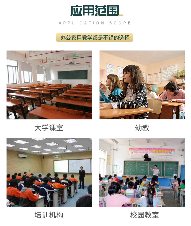 厂家供应挂式铝合金镀锌底单面磁性绿板黑板白板办公教学写字板详情13