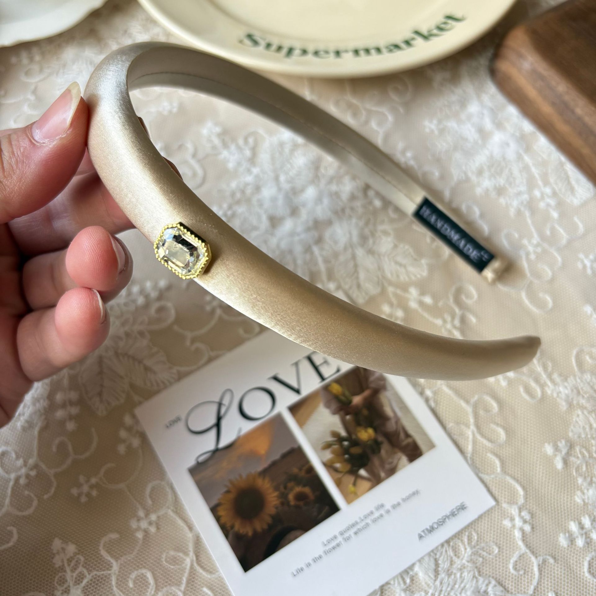 Spring new solid-color satin hair band for women, high head pressure headband, high-end and light luxury hair tie and hairpin headwear pic 28