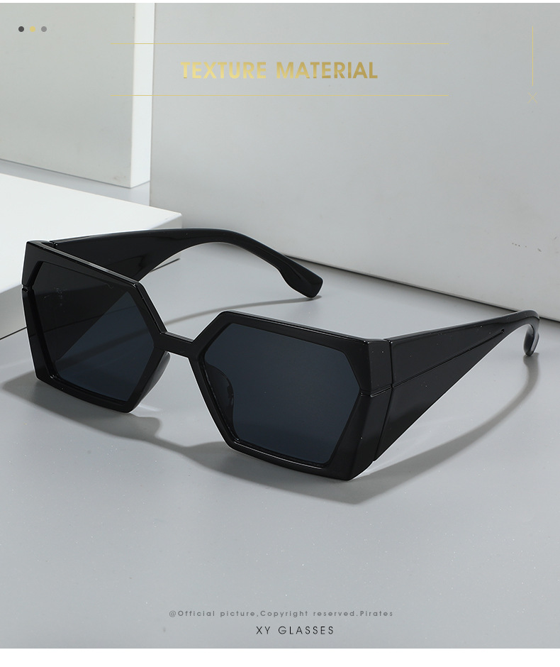2024 Cross-border new square-framed sunglasses, European and American fashion and individuality, Instagram hip-hop rectangular fashion sunglasses for women pic 2