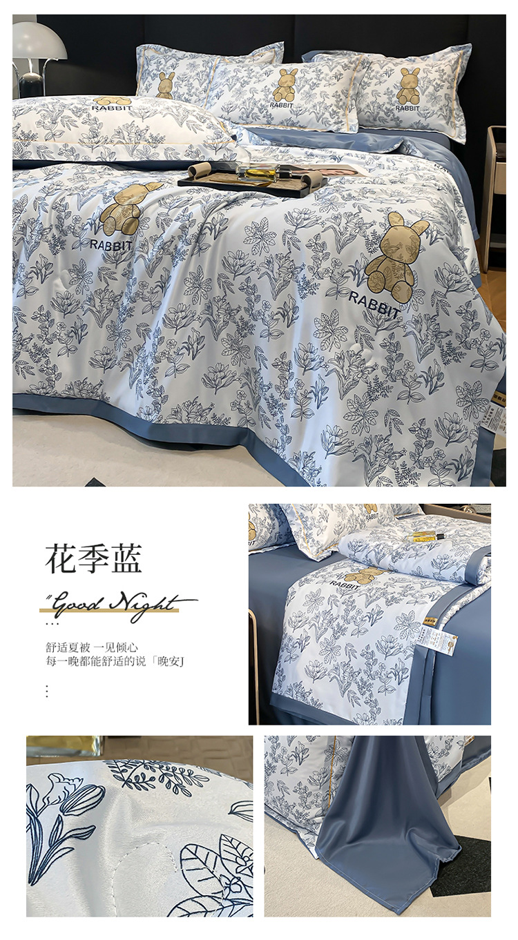 新款高档水洗天丝夏被四件套冰丝夏凉空调被单双人学生薄被子批发详情23