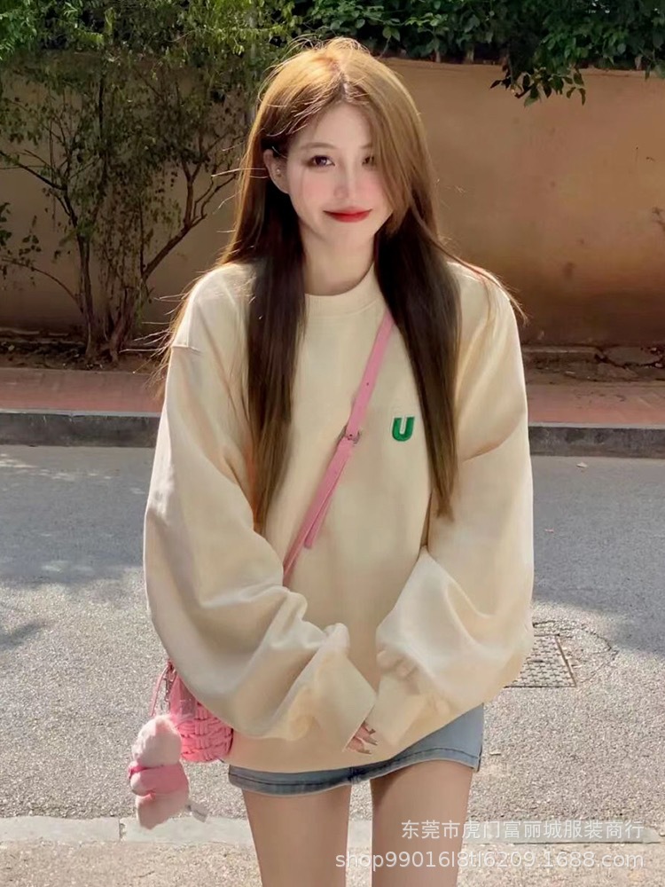 新款女士卫衣2023春季韩版设计感时尚小众圆领宽松女装休闲上衣详情27