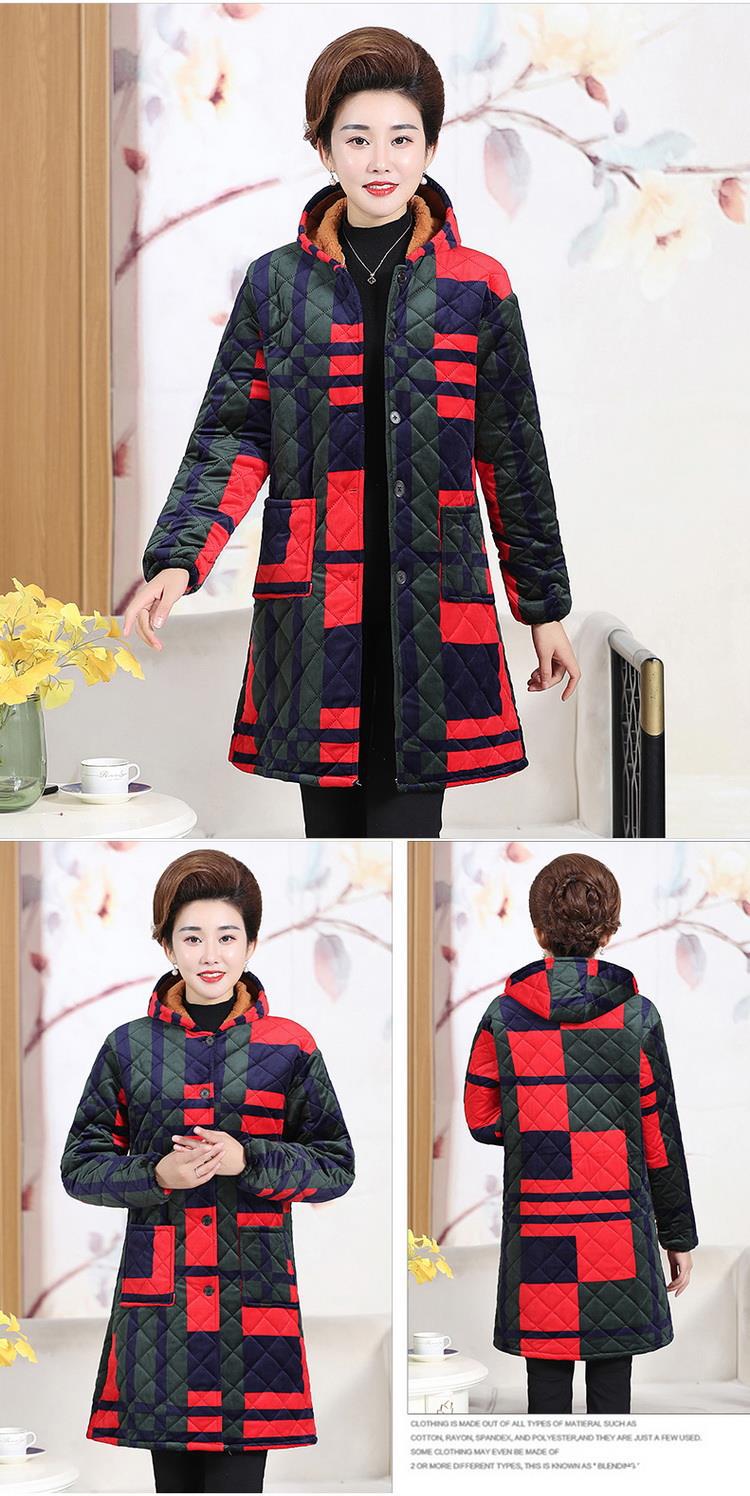 中老年女冬装棉衣妈妈装加绒保暖棉服大码老年人中长款外套花棉袄详情10