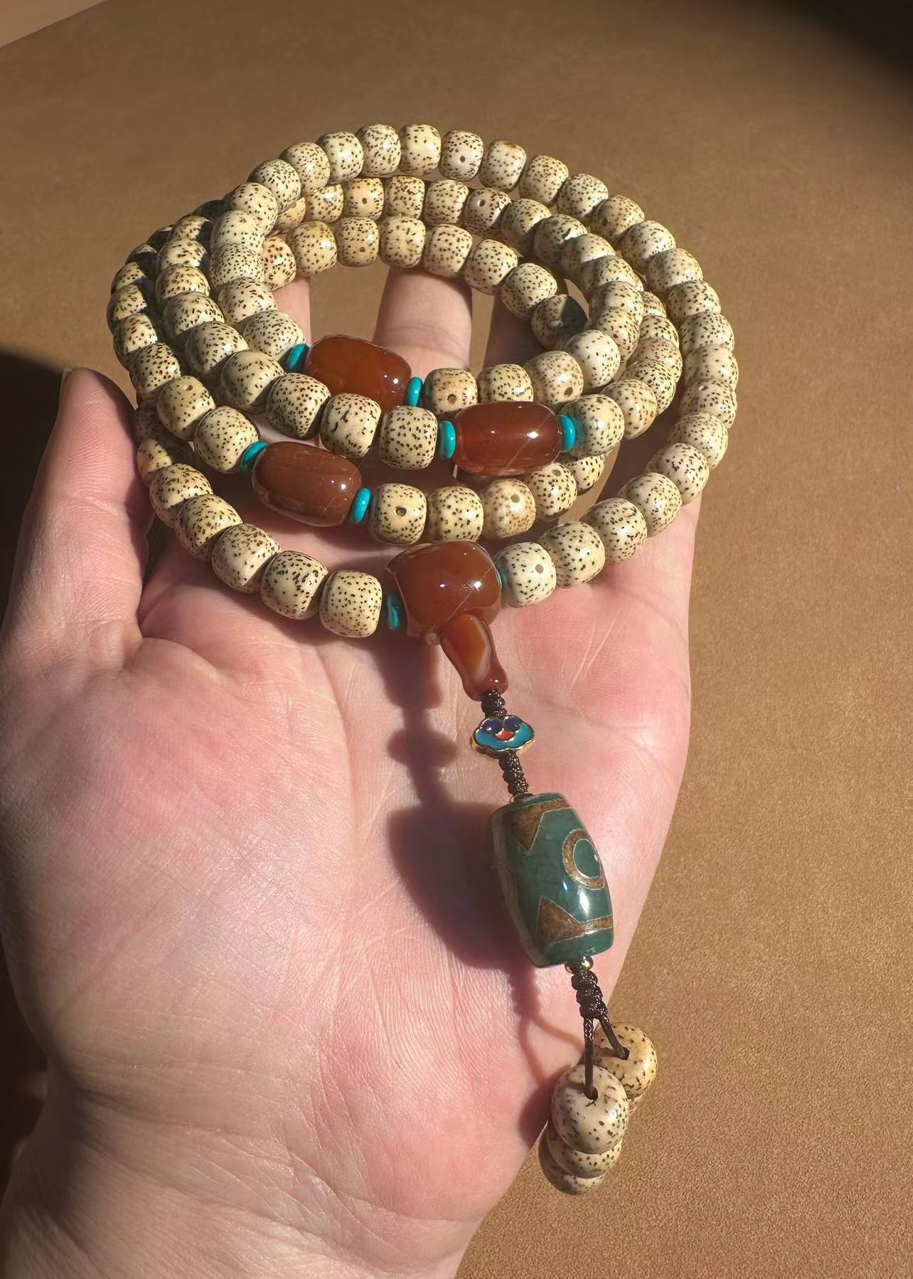 原生态星月菩提佛珠手串 星月菩提108颗佛珠海南黄金籽菩提念珠多圈手串玛瑙天珠文玩批发详情22