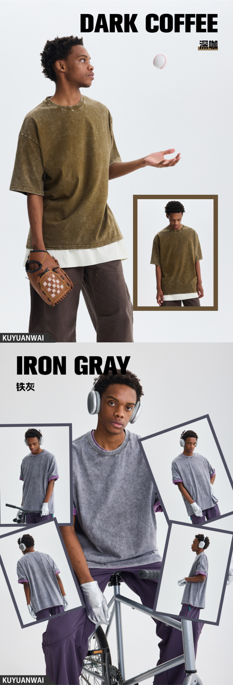 美式高街水洗做旧宽松纯棉男女夏季复古潮牌短袖 T 恤详情17