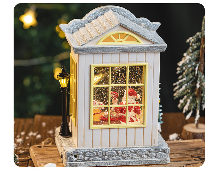 Christmas fireplace decoration, music box, elderly music box, snowfall crystal ball, candy house, birthday gift for children pic 11