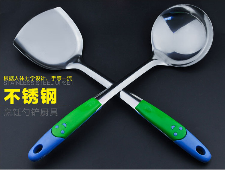 Factory direct sales of non-magnetic 1.2mm smiling face spatula and spoons, anti-scalding kitchenware, two-piece cooking spatula and spoons pic 12