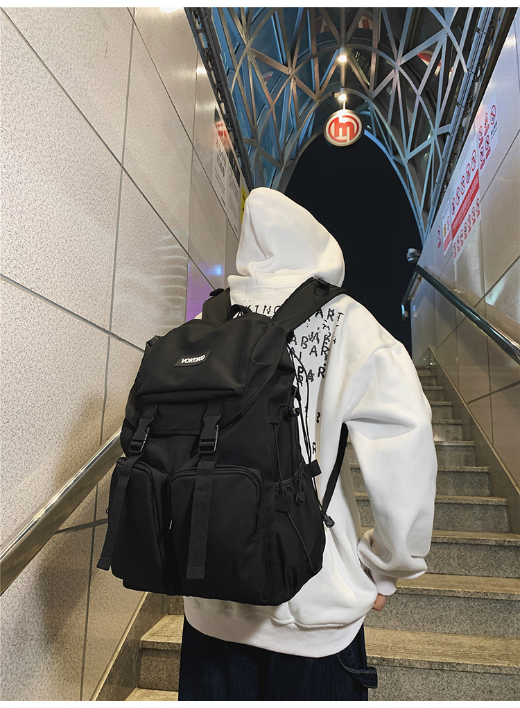 2022新款书包初高中大学生书包工装韩版简约大容量双肩背包详情11