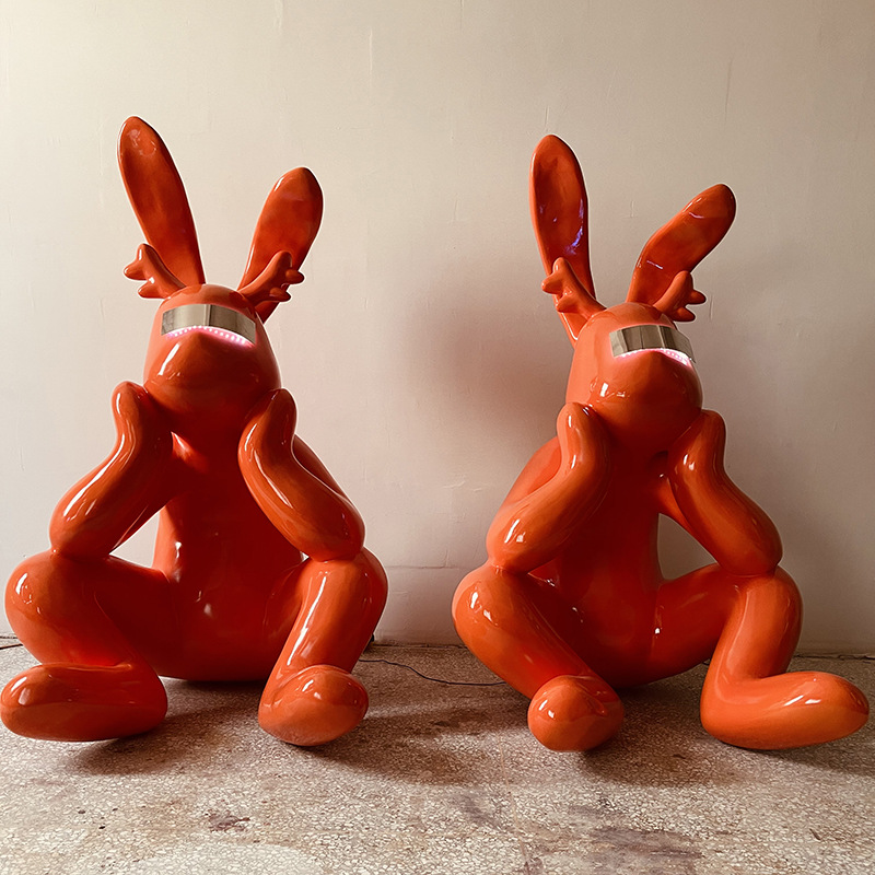 Electroplated cartoon glasses, thoughtful rabbit figurines, model rooms, sales offices, living rooms, studies, creative decorations, large-scale cartoons pic 9