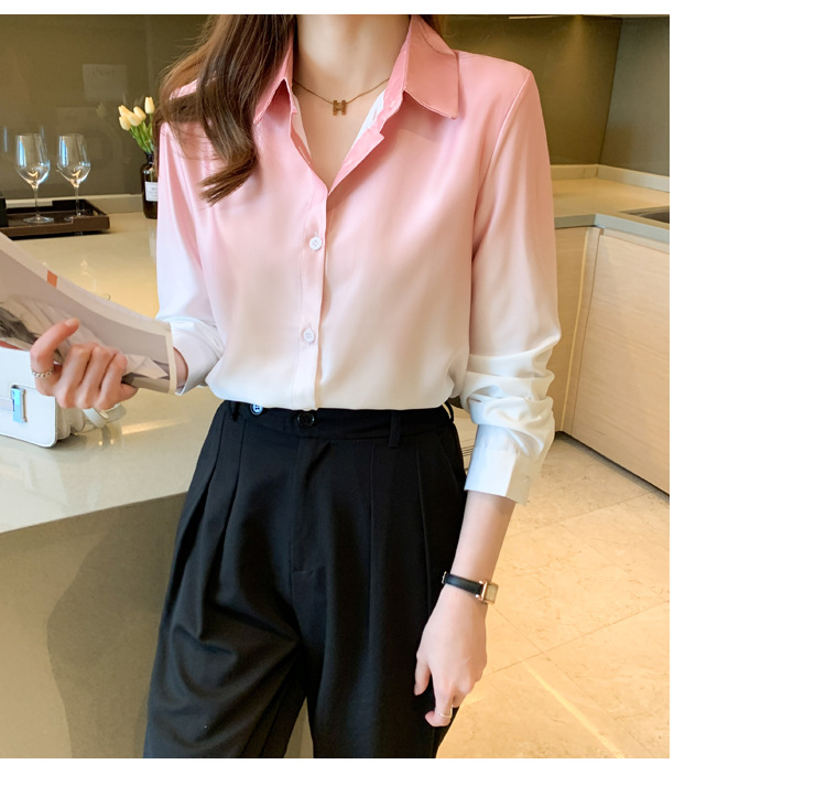 2024秋新款设计感渐变衬衣个性长袖气质百搭宽松显瘦时尚女式衬衫详情24