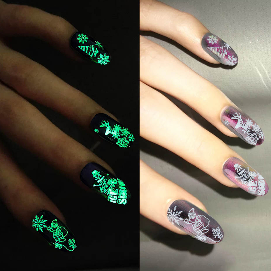Cross-border new nail stickers, ins luminous Santa Claus Reindeer Snowflake Christmas Tree Christmas back adhesive nail stickers pic 9