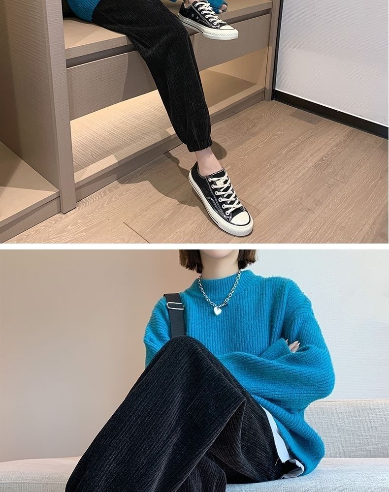 Chenille pantalones de pierna ancha mujer otoño invierno caída sentido nuevo 2022 pantalones de pana mujer slim pierna gruesa mop pants pic 9