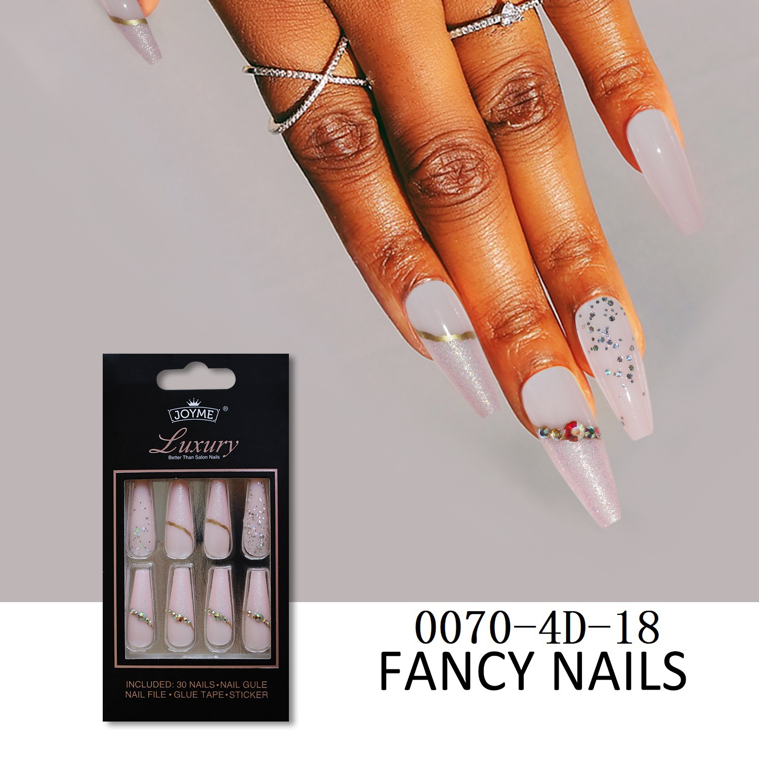 Special offer on 30 pieces of long ballet nail nail patches with diamonds pic 33