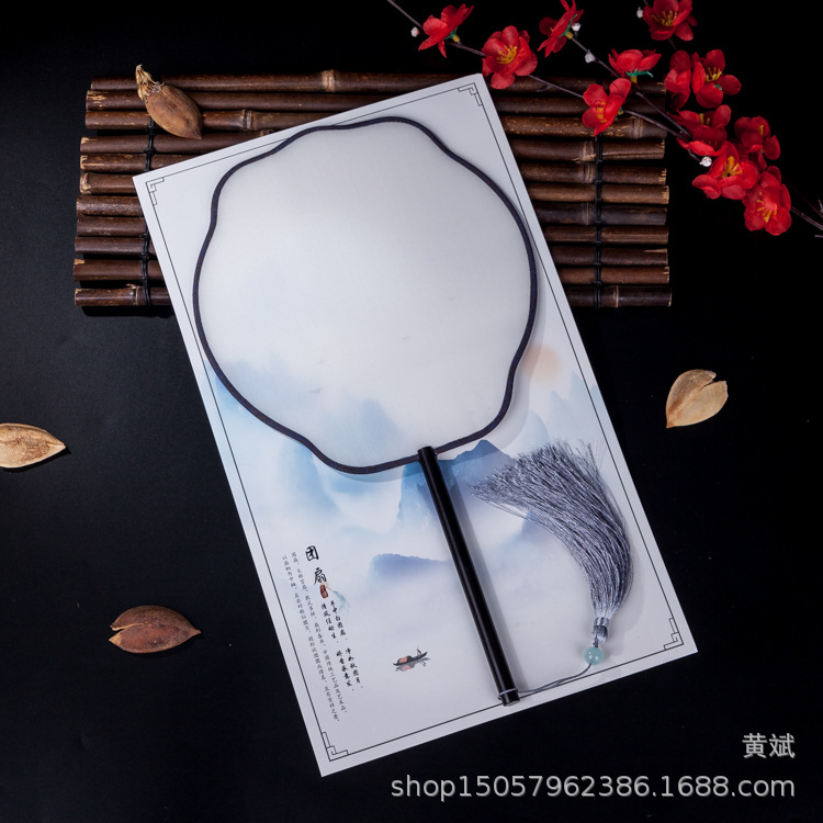黑檀木真丝宫扇熟娟矾娟工笔手绘圆扇宫廷扇空白团扇DIY刺绣古典详情17