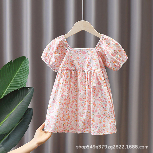 Niña vestido verano algodón floral manga burbuja niño princesa vestido verano mujer bebé vestido de verano falda manga corta pic 5