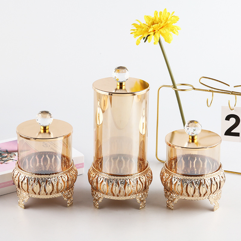 欧式琥珀玻璃糖缸糖果罐零食罐子储物罐糖果盅婚庆果斗调味罐带盖详情4