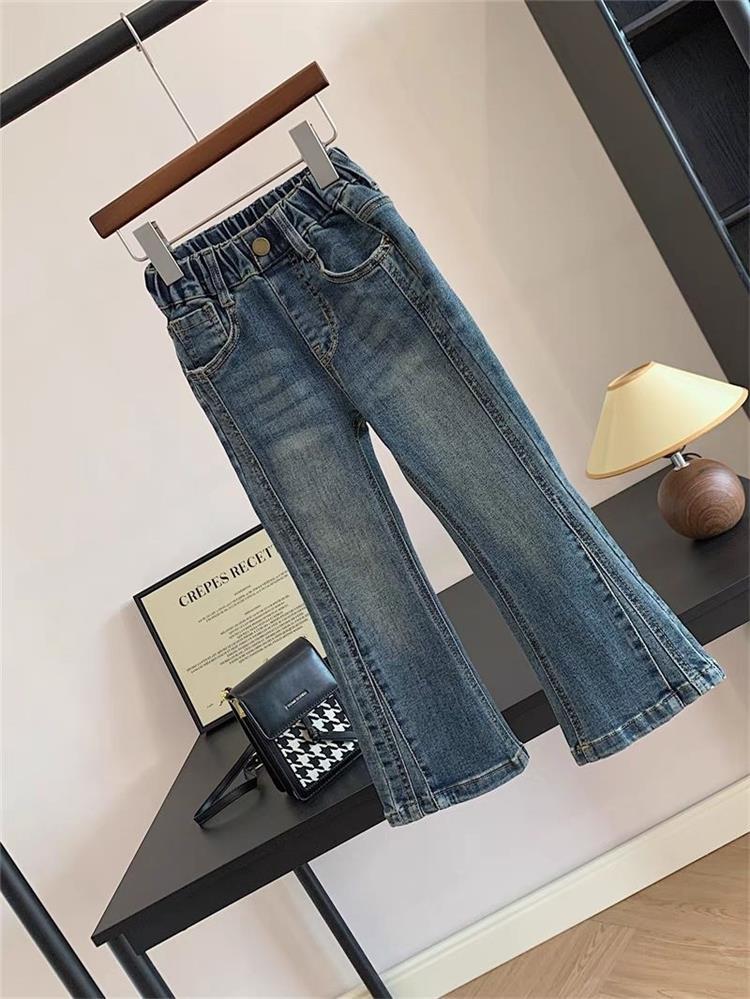 女童春装牛仔裤2024新款女大童春秋款复古时尚洋气学生百搭喇叭裤详情7