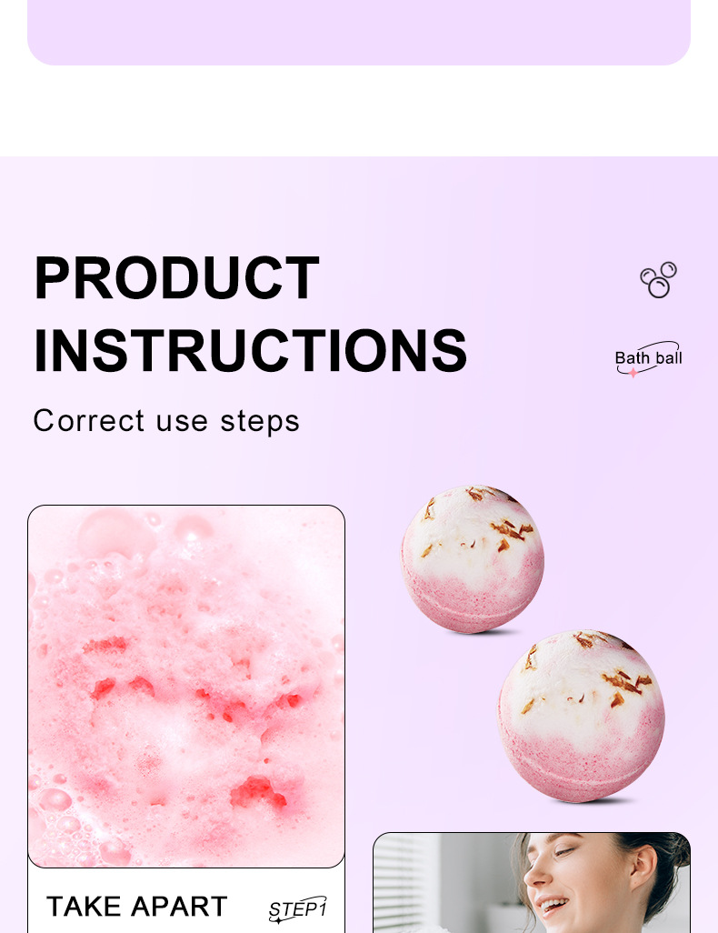 All English SADOER explosive bath salt balls, rose fragrance bath, gentle and skin-friendly bath balls, cross-border export wholesale, exclusive for export, exclusive for export pic 30