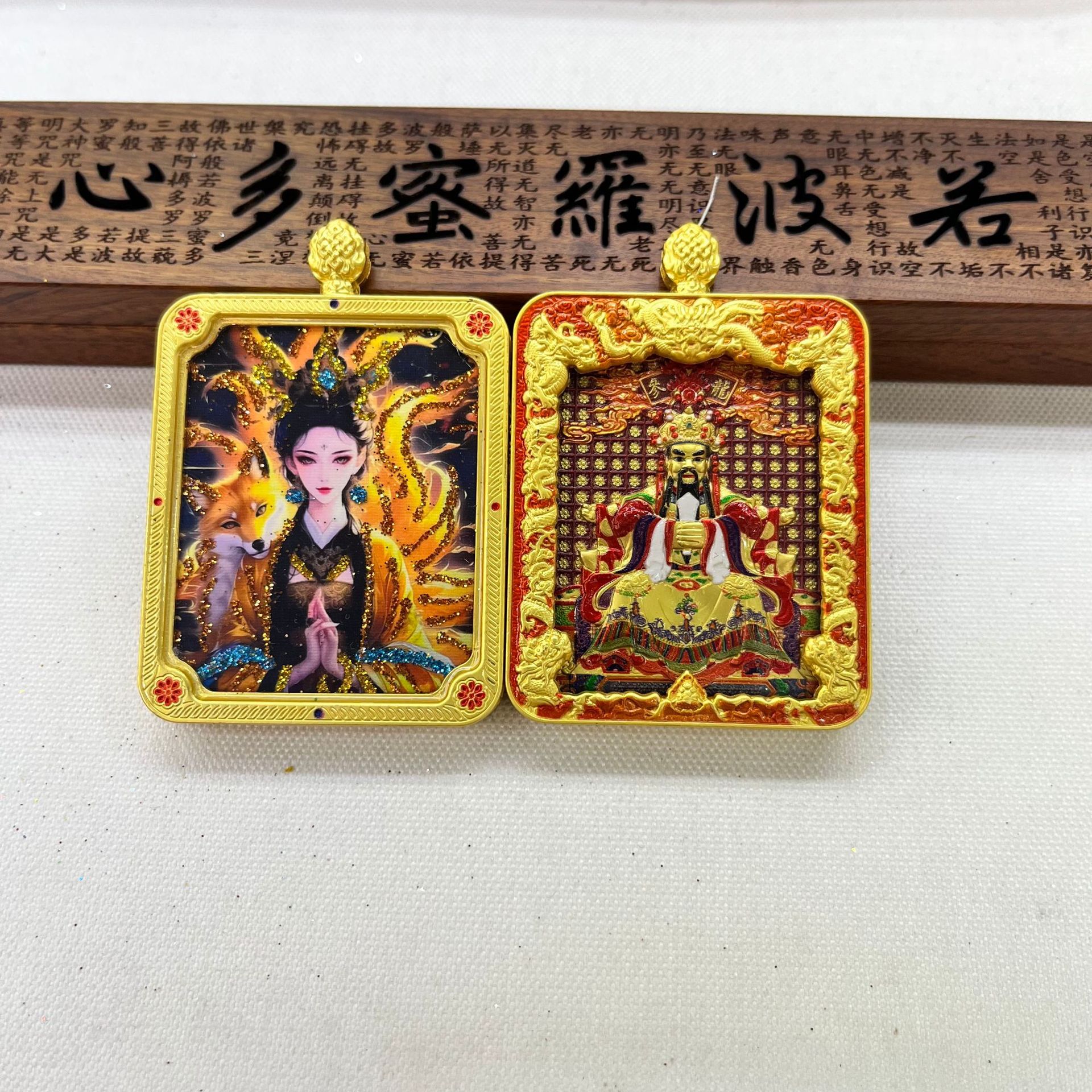 五台山唐卡浮雕双面款立体龙五爷吞金兽双面唐卡前世今生项链吊坠详情27