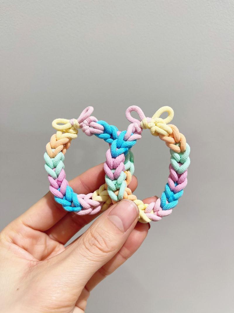 小清新手工编织彩色头绳女扎马尾皮筋高弹力发圈简约粗皮筋发圈详情9