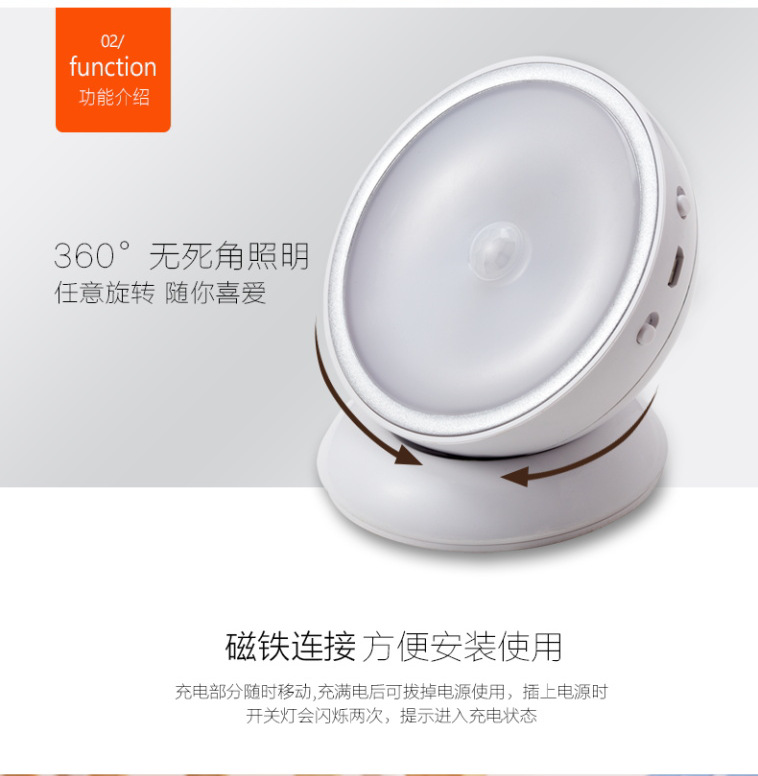 跨境专供 小夜灯led人体感应灯夜光灯3d卧室楼梯过道光控壁灯创意详情6