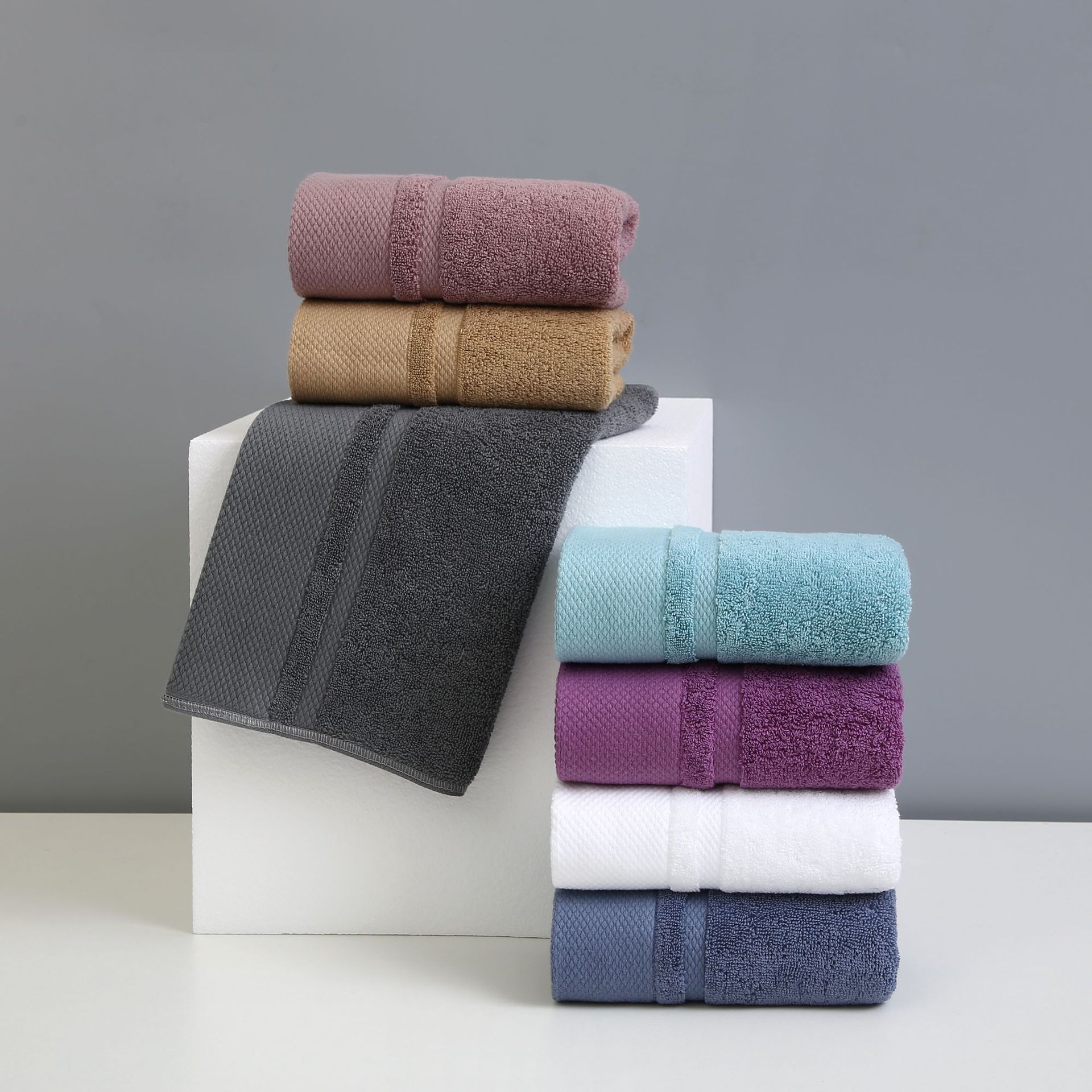 Wholesale long-staple cotton towels, pure cotton thickened non-shedding gift towels, absorbent adult printed logo face towels pic 2