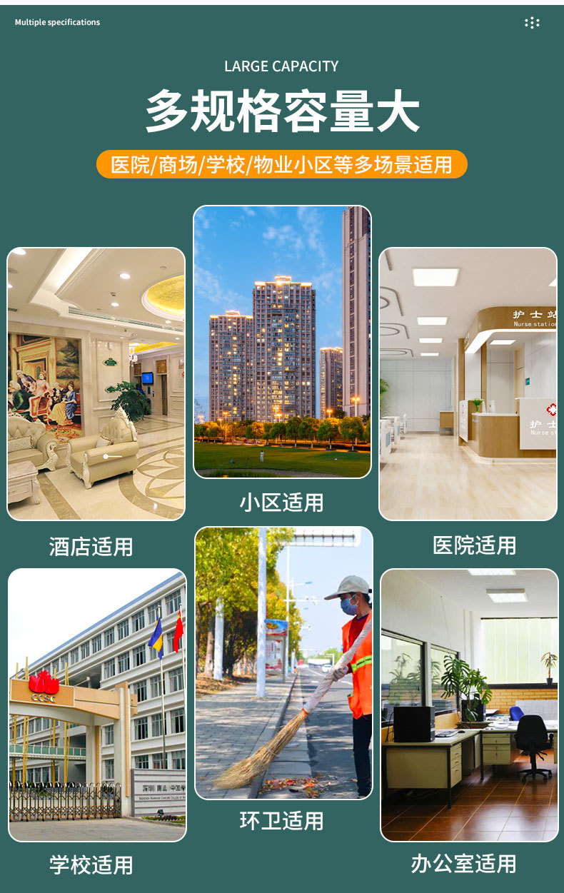 垃圾袋大号黑色酒店工厂物业商场环卫园林学校一次性平口式塑料袋详情13