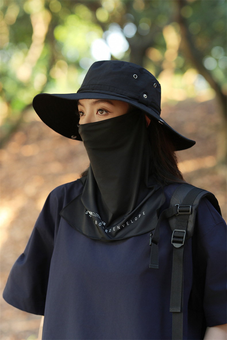 大沿防晒遮脸面纱罩遮阳帽子女士夏季登山帽户外男防紫外线钓鱼帽详情23