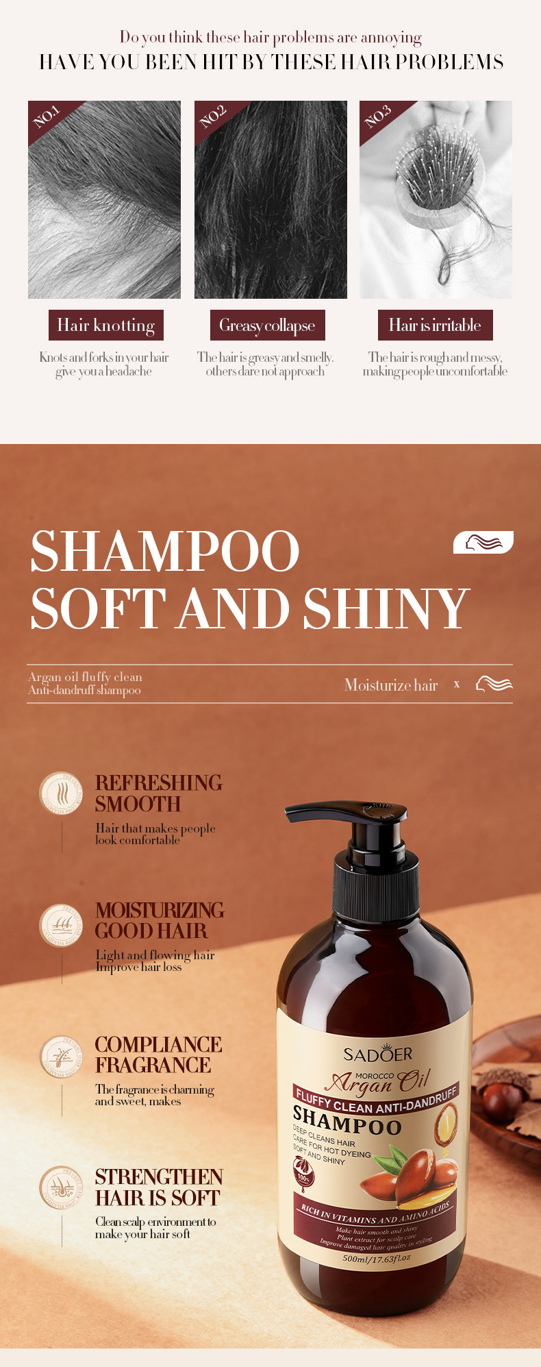 SADOER, an all-English nut oil shampoo, is gentle, cleansing, fluffy, refreshing, moisturizing and softening. It is suitable for cross-border trade pic 3