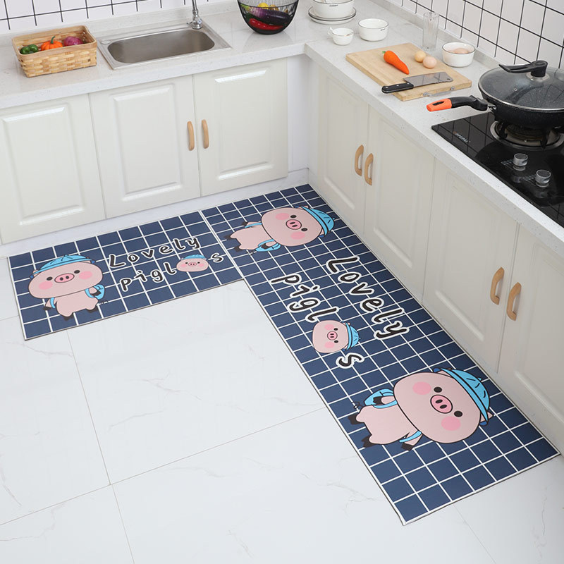 French light luxury leather washable carpet, cut-out for home use, kitchen dirt-resistant floor mat, sketch printed pvc floor mat pic 8