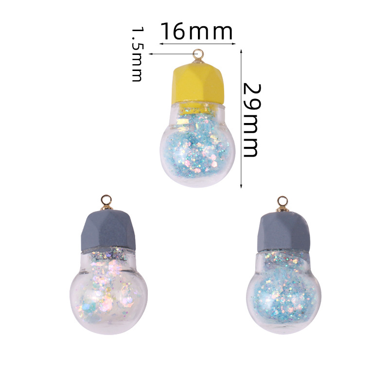 Resin glitter small light bulbs, pendants, earrings, necklaces, keychains, handmade materials, DIY jewelry, small accessories wholesale pic 1