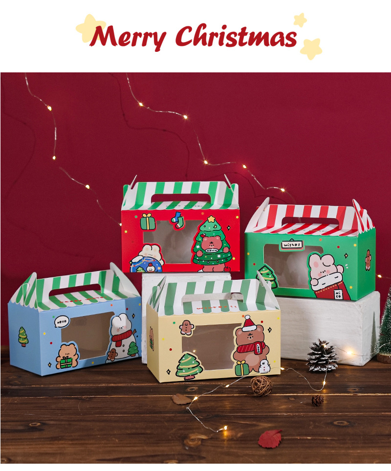 圣诞新年创意开窗礼盒 可爱卡通烘焙蛋糕饼干礼物折叠盒子 现货详情1