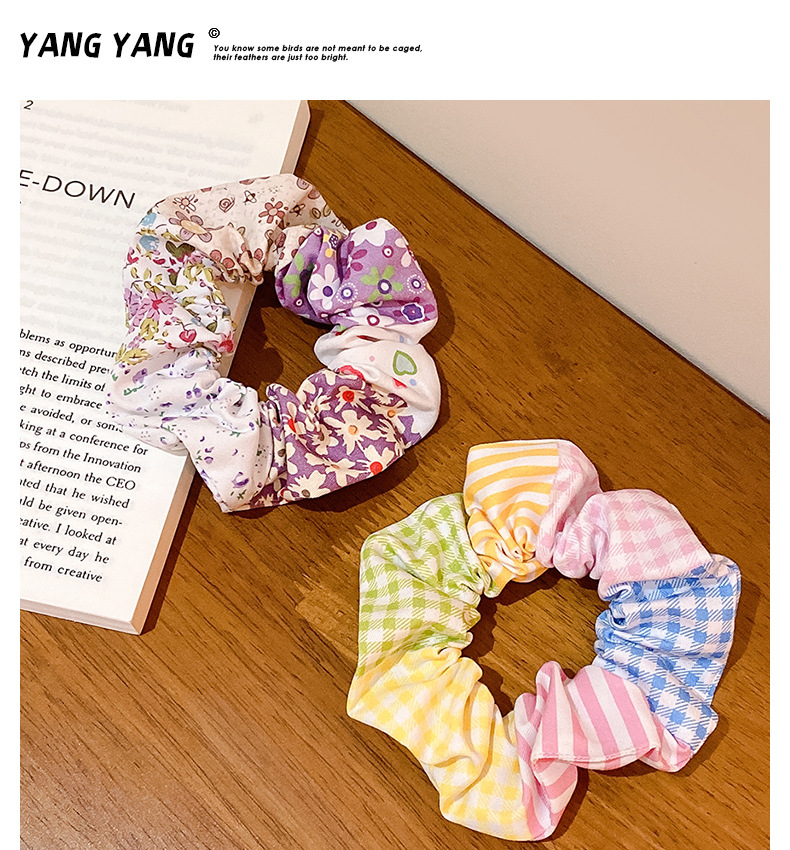 2023春季碎花发圈田园风格纹大肠发圈发饰女再生可回收布料RPETG详情1