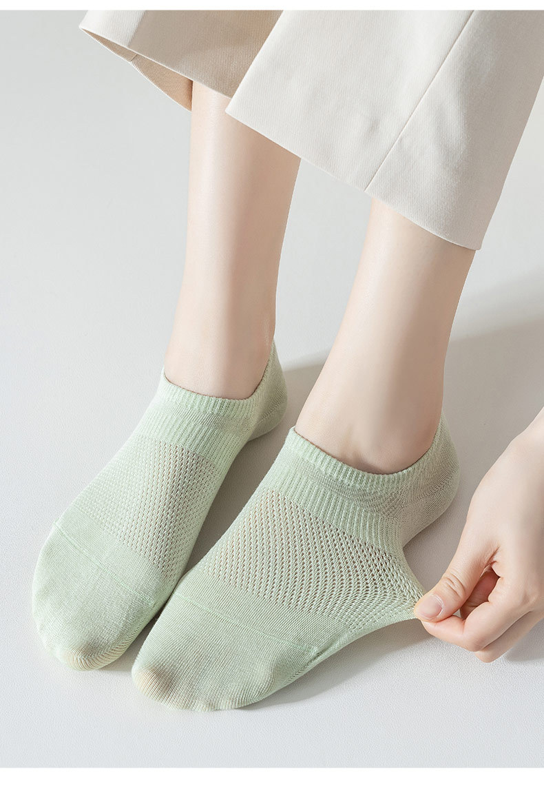 夏季网眼纯棉款女生真正手工缝合一体机针织袜短款隐形糖果色短袜详情19