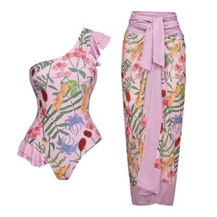 2023新款性感连体泳衣女欧美比基尼系带泳装套装长裙雪纺bikini详情28