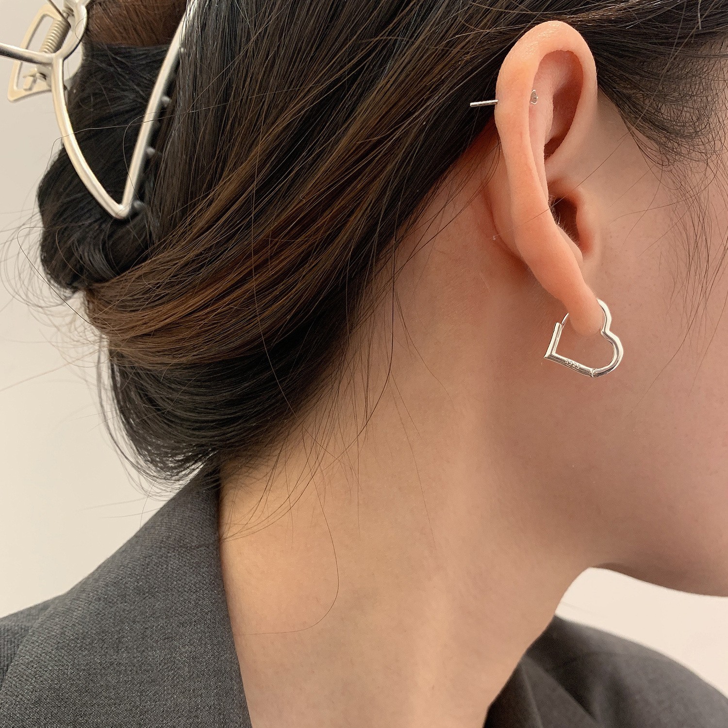 925纯银针耳钉女2023新款小众个性百搭高级感耳环简约养耳洞耳饰详情42