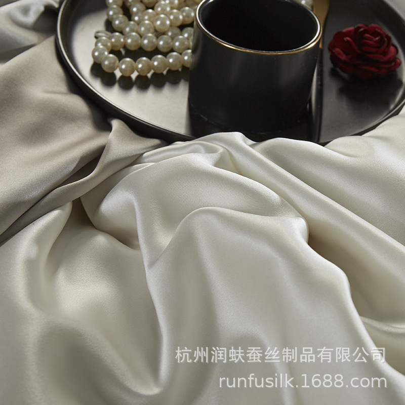 Heavyweight 25mm 100% mulberry silk bedding, wedding silk four-piece set, silk quilt cover and bed sheet pic 19