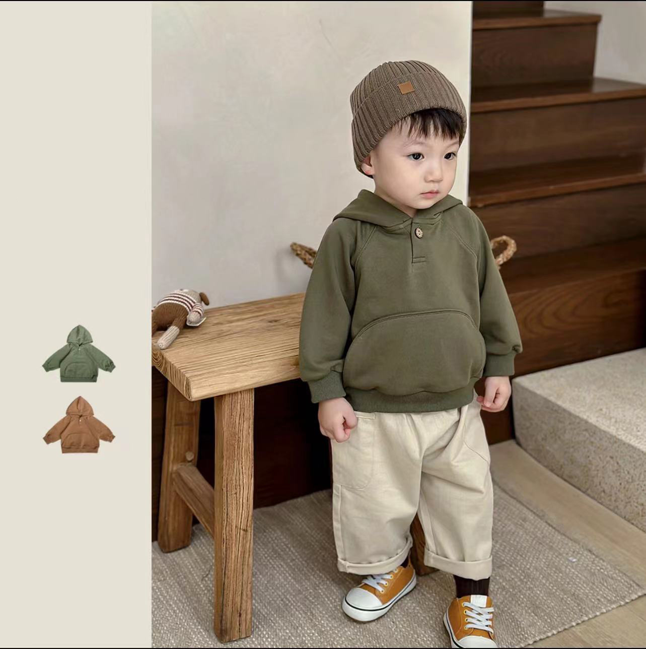 (焦糖布蕾)儿童休闲套头连帽卫衣秋季婴幼儿男童女童宽松韩版卫衣详情13