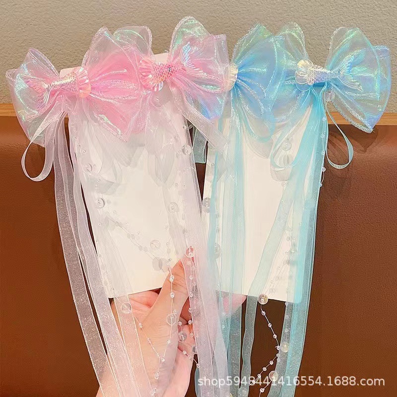 爆款儿童发夹日系精致蝴蝶结珍珠链条压夹可爱少女甜美超仙发饰详情17