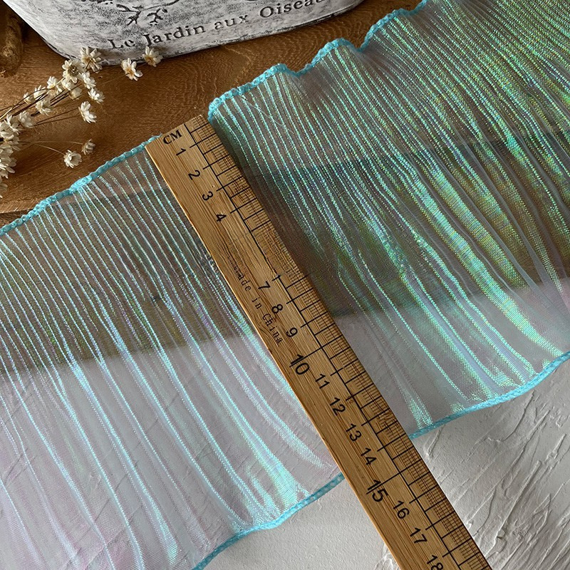 Blue high-end lace trim, hand-decorated skirt hem, garment accessories, pleated, ruffled, wide pic 6