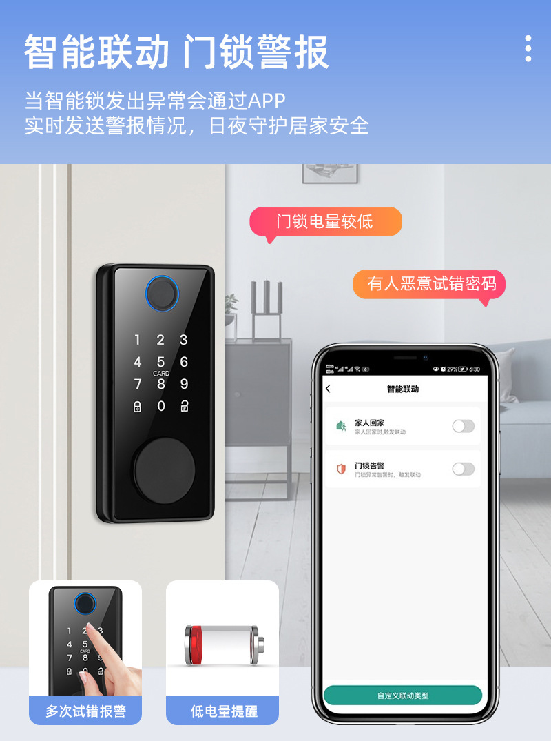 Tuya Smart All-in-One Lock Bluetooth Fingerprint Password Card Swiping Smart Lock pic 7