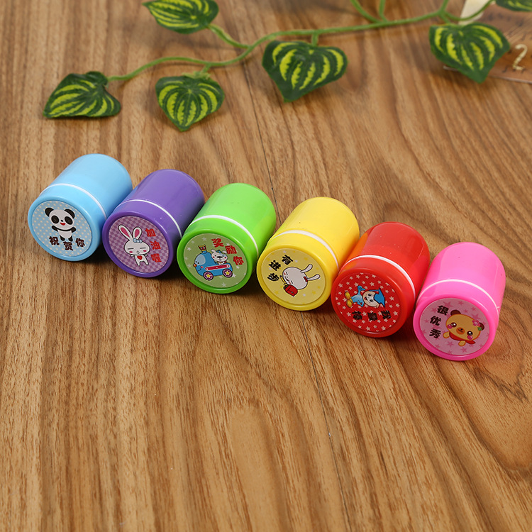 24pcs卡通儿童圆形橡胶塑料盖章 老师评价标语文具礼品详情5