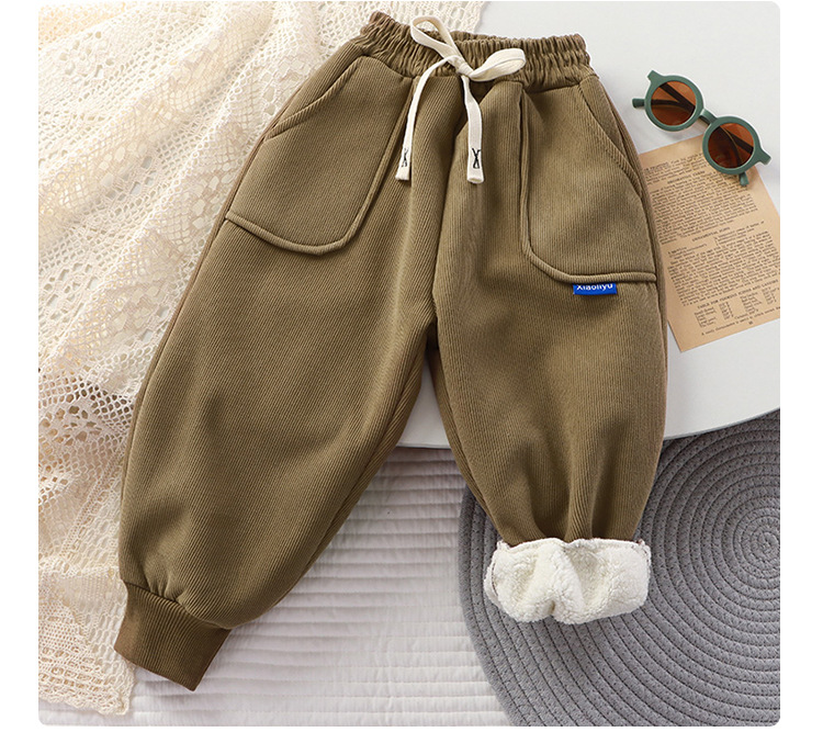 儿童中大童加绒裤子秋冬新款男女宝宝加厚保暖休闲运动裤外穿长裤详情11