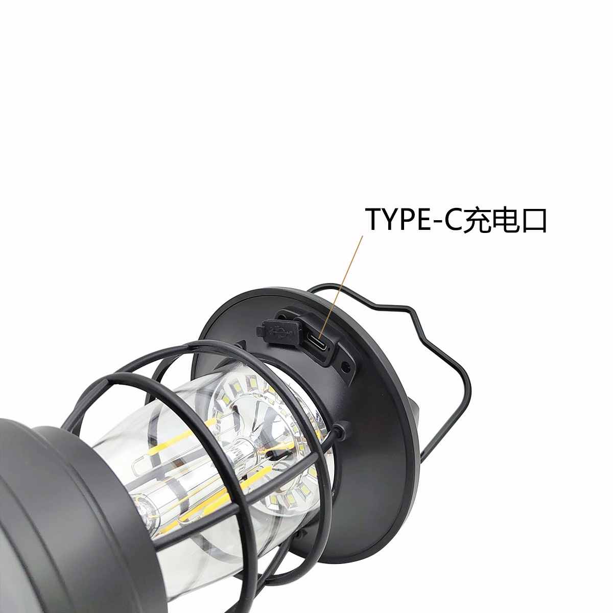 New outdoor retro solar sensor lamp, wall lamp, solar camping lamp, ambient lamp, Type-C charging pic 5