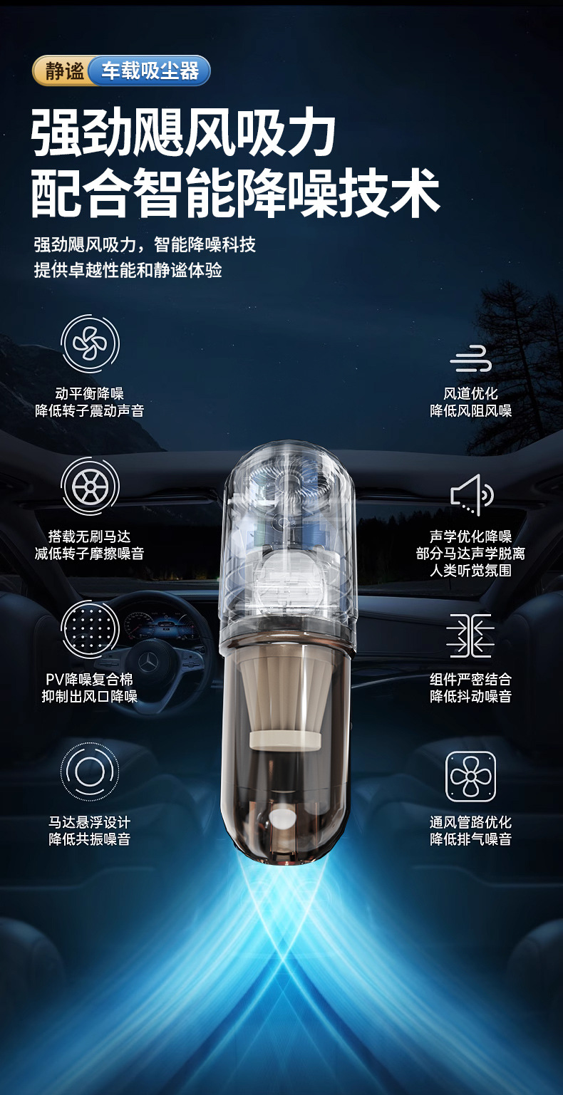 跨境专供大功率无线手持车载吸尘器 家用小型迷你吹吸一体清洁神器 配备对讲机功能详情8