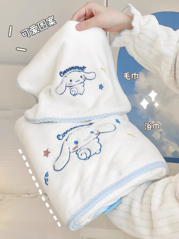 玉桂狗毛巾浴巾套装吸水加厚大尺寸柔软珊瑚绒速干详情4