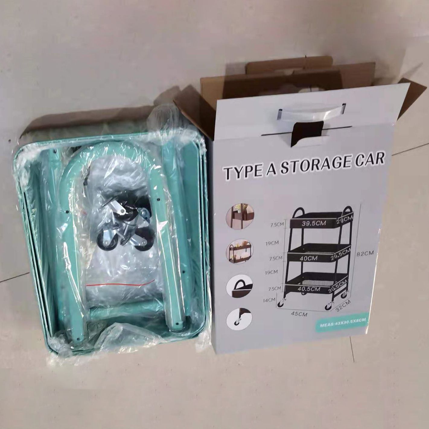 Kitchen mobile trolley assembly rack, floor-standing trolley, bedroom bedside storage rack, small volume packaging for export pic 3